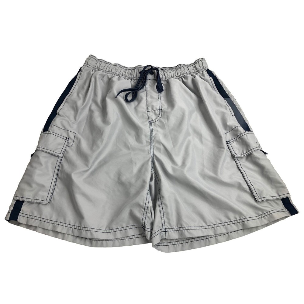 Kanu Surf Board Shorts Gray Swim Beach Cargo Drawstring Men's 2XL